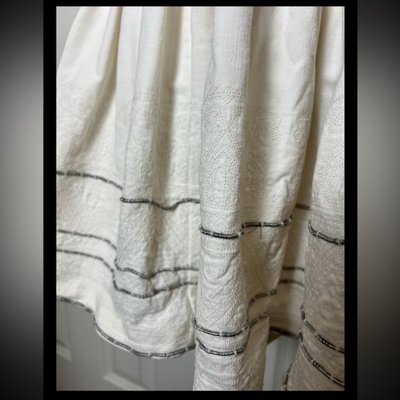 RALPH LAUREN Skirt Metallic Corded Dirndl Gathered Full White Structured Drop - Picture 5 of 8